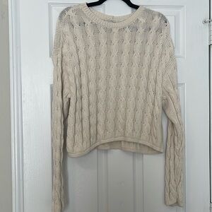 American Eagle cream open knit cropped sweater